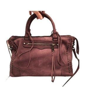 Rebecca minkoff studded maroon suede satchel bag